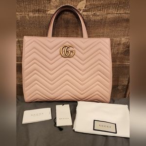 Gucci Marmont Matelassè Pink Leather Medium Bag
